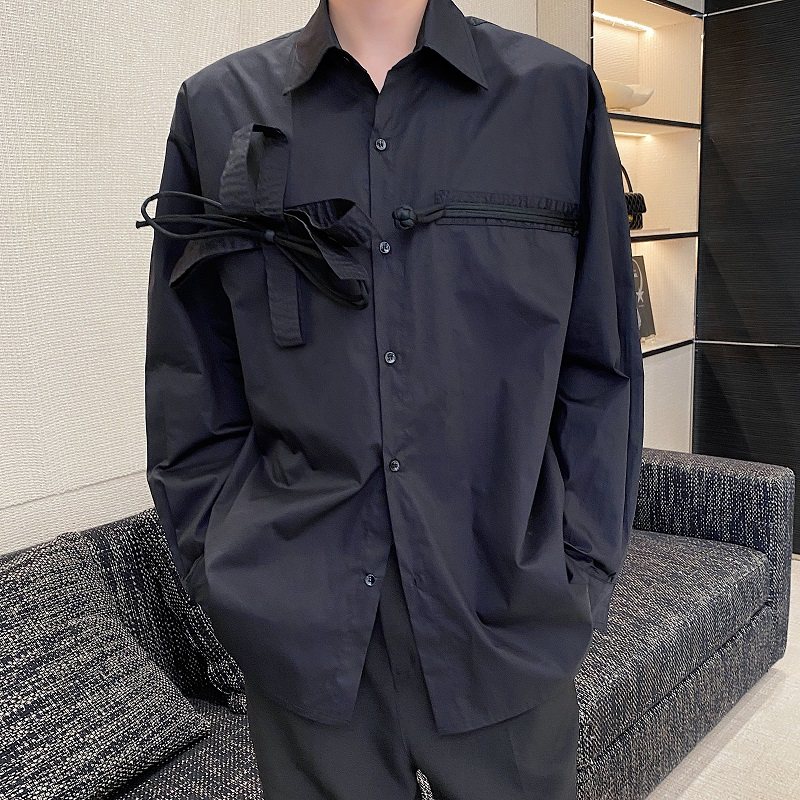 定制个性蝴蝶结设计翻领男长袖百搭衬衣A246-2465-P85图片