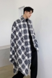 原创毛刺格纹个性不规则袖设计仿旧复古潮流宽松男衬衣9712-P105，男装衬衫，电商A246