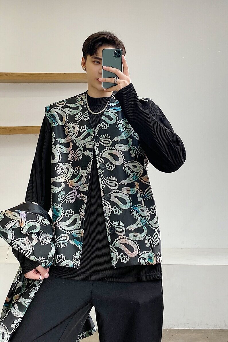 定制小众个性二件套设计时尚复古马甲坎肩A246-2346-P65,男装背心/马甲,电商A246