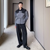 小众设计撞色宽肩翻领外套潮流复古夹克外套5044-P115，男装夹克，电商A246