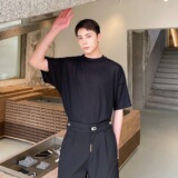雅痞缝边设计圆领男短袖T恤潮流提花菠萝纹超薄套头衫3631P45，男装T恤，电商A246