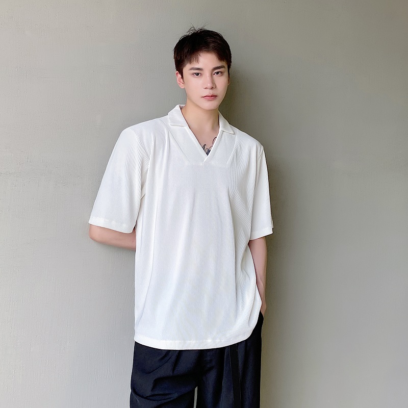 定制款简约纯色小V领时髦免烫短袖A246-5067-P60，男装T恤，电商A246