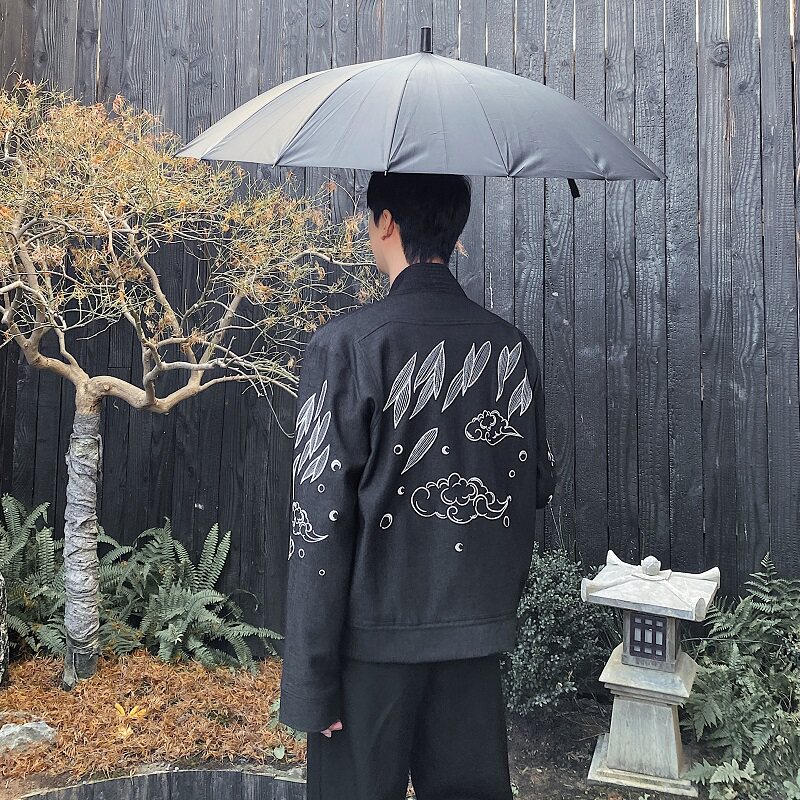 春季新中式竹叶刺绣短款男女外套风禅意夹克5237P155,男装夹克,电商A246