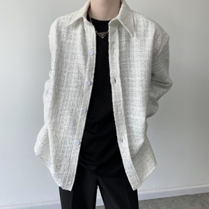高级感手工立体亮丝翻领长袖衬衫男痞帅雅痞A246-5008-P115图片