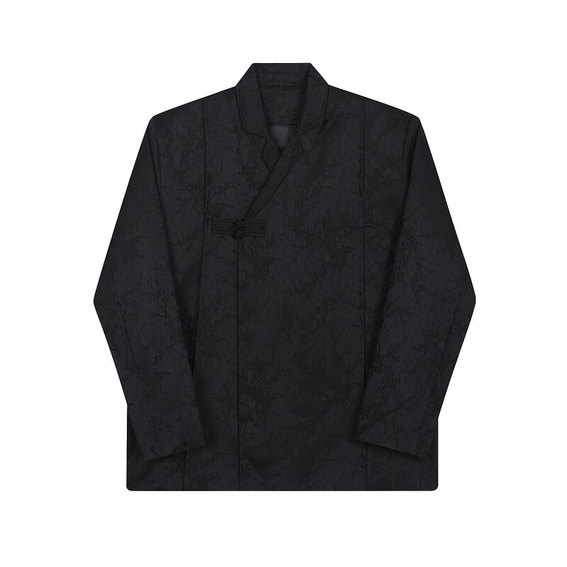 秋季小众暗黑系中式盘扣翻领男女西服外套复古提花缎面5100P135,男装西服,电商A246