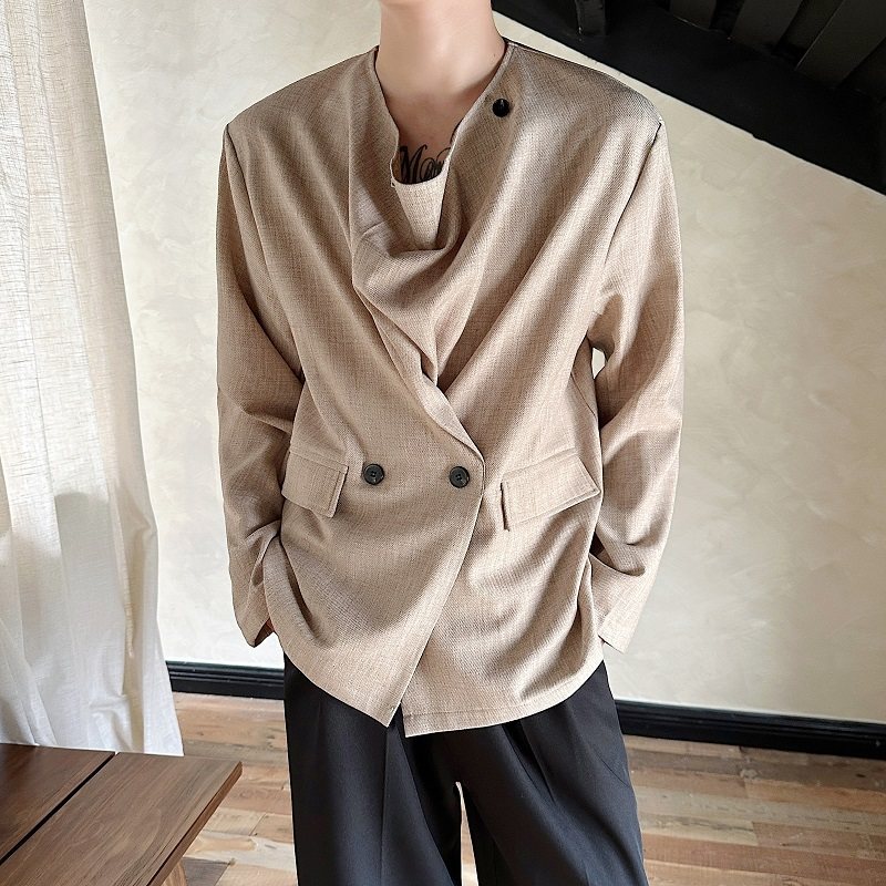 秋季复古套头休闲西服上衣简约冷淡风堆堆领衬衣5270P105,男装西服,电商A246