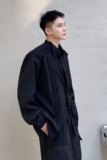 早春设计款褶皱尖角立领长袖男衬衣潮流痞帅纯色免烫衬衫3602P90，男装衬衫，电商A246