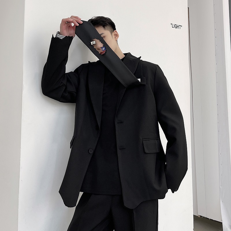 高端轻奢风个性激光切割不规则下摆宽松休闲西服外套3851-P135，男装西服，电商A246