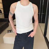 夏季圆领弹力针织背心潮流痞帅修身罗纹无袖坎肩5249P55，男装背心/马甲，电商A246