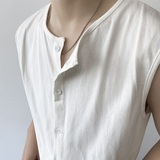 春夏山本暗黑系圆领无袖系扣男背心潮流坎肩休闲上衣3834P48，男装背心/马甲，电商A246