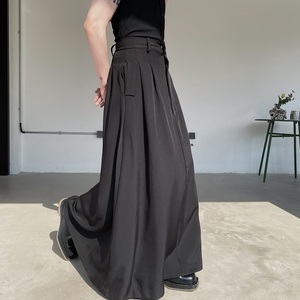 小众暗黑系气质礼服长裙潮流简约冷淡风男女高腰褶皱裙子3660P85图片