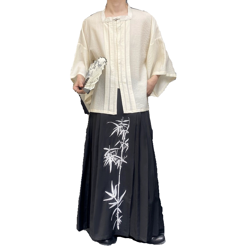 夏季新中式方领中袖男女衬衣复古风汉服衬衫3573P95,男装衬衫,电商A246