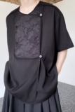 夏季改良中式提花拼接圆领男女短袖衬衣潮流雅痞休闲衬衫3505P75，男装T恤，电商A246