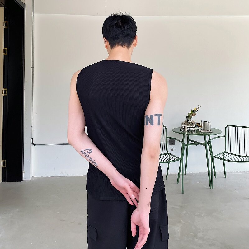 暗黑机能风双拉链设计紧身男背心个性小众无袖上衣3655P65,男装背心/马甲,电商A246