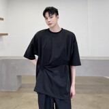 暗黑原创个性褶皱拼接潮流韩版休闲圆领短袖T恤a246-2374-P55，男装T恤，电商A246