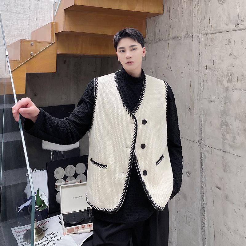 韩版编织工艺小香风时髦潮流百搭男女马甲个性坎肩外搭2486P95，男装背心/马甲，电商A246