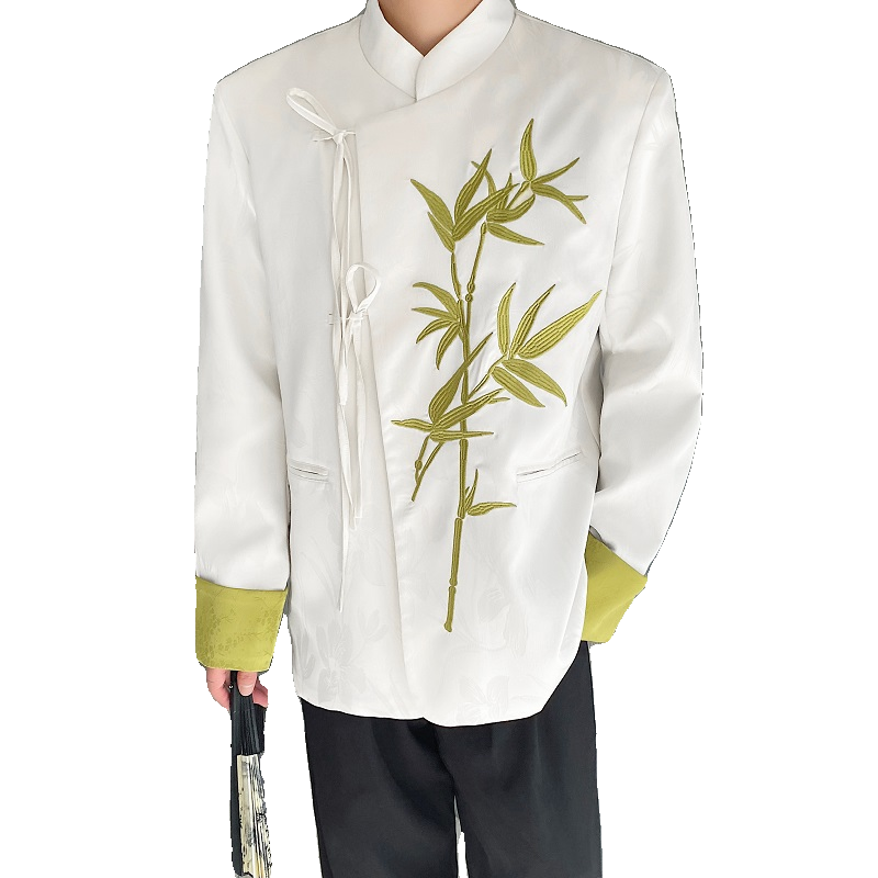 春季新中式缎面提花刺绣立领男女西服风禅意外套3561P150,男装西服,电商A246