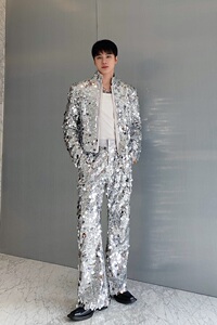 秋冬个性亮片立领短款夹克外套潮流痞帅舞台装演出服5244P165图片