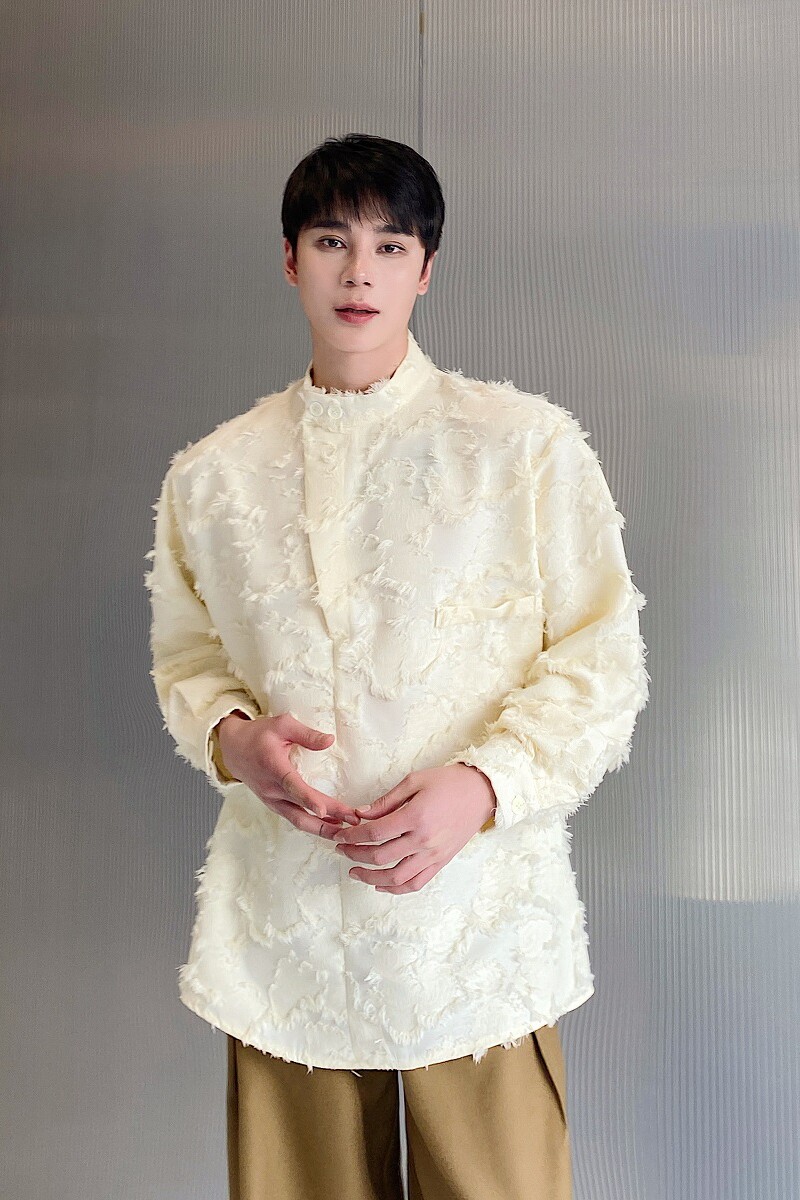 春季新款立领套头长袖男女衬衣个性流苏提花潮流衬衫3547P95,男装衬衫,电商A246