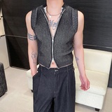 春夏新款立领拉链短款针织弹力背心痞帅潮流百搭款坎肩MY61P70，男装背心/马甲，电商A246