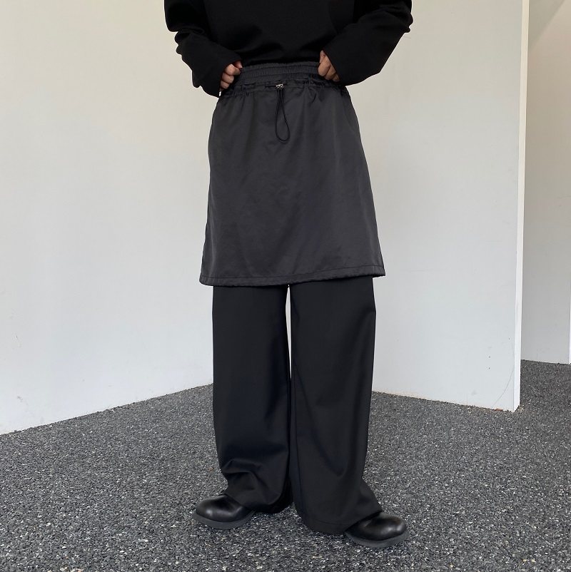春季新款暗黑系个性假两件裙裤潮流男女直筒休闲长裤2624P90,男装休闲裤,电商A246