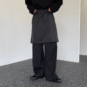 春季新款暗黑系个性假两件裙裤潮流男女直筒休闲长裤2624P90