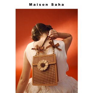 包包 MaisonSaha佛罗伦萨轻奢原创斜挎棕色冬天包包女小众设计师款