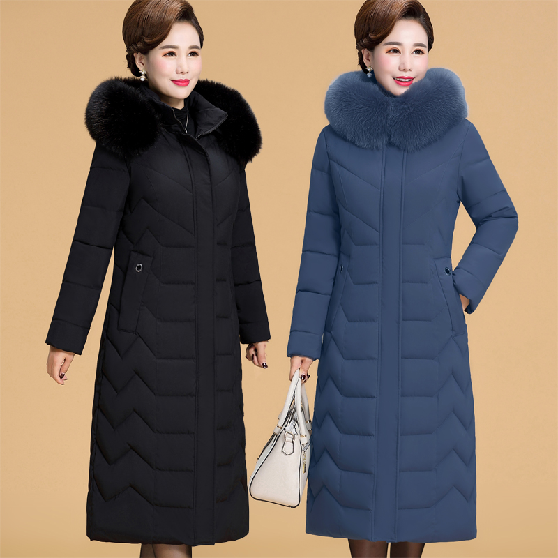 长款过膝棉衣女2025新款200斤大码女装羽绒棉服妈妈冬装棉袄外套