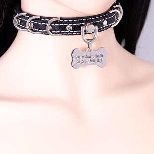项圈定制刻字女m牵引链子K9手工皮具外出手工手缝定做男m