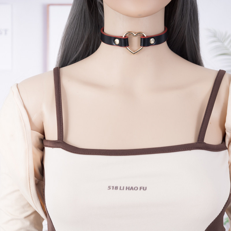 smko  项圈女m 人用牵引人戴女生定制刻字狗牌女女仆choker皮质