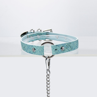 碧绿蛇皮亚文化简约项圈choker品质牵引绳项圈小众定制刻字女m