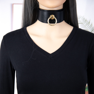 项圈女m人用男定制刻字真皮狗牌皮质可调节choker