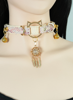 upsm爱心镂空铃铛镭射蛇纹定制刻字项圈女mK9外出男