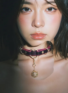 温感变色sp项圈 铃铛魅力项圈牵引绳定制刻字手工皮具女m