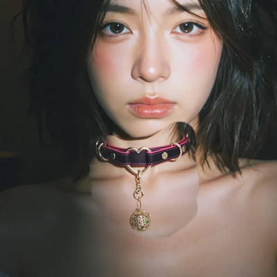 温感变色sp项圈 铃铛魅力项圈牵引绳定制刻字手工皮具女m