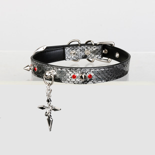 蛇皮小众项圈choker手作朋克哥特亚文化PUPPY项圈亚马逊定制