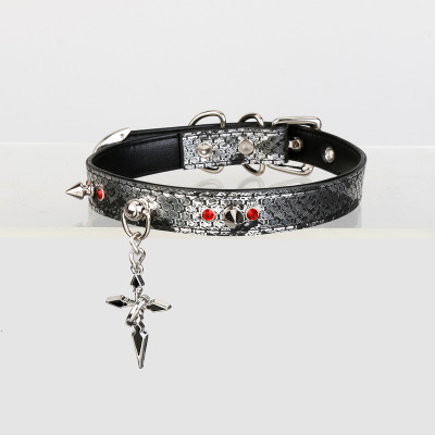 蛇皮小众项圈choker手作朋克哥特亚文化PUPPY项圈亚马逊定制