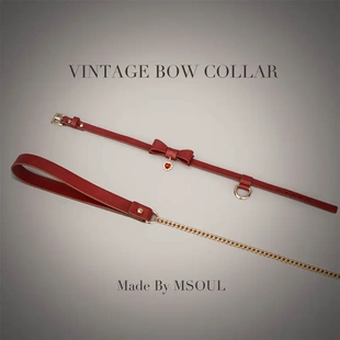 新款k9爱心项圈定制刻字女m链子蝴蝶结真皮链子