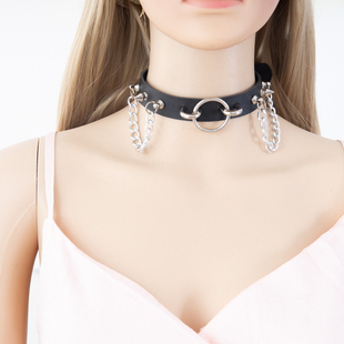 圆环铆钉k9项圈女m人用人戴女生项链手工外出狗牌铃铛金属铭牌