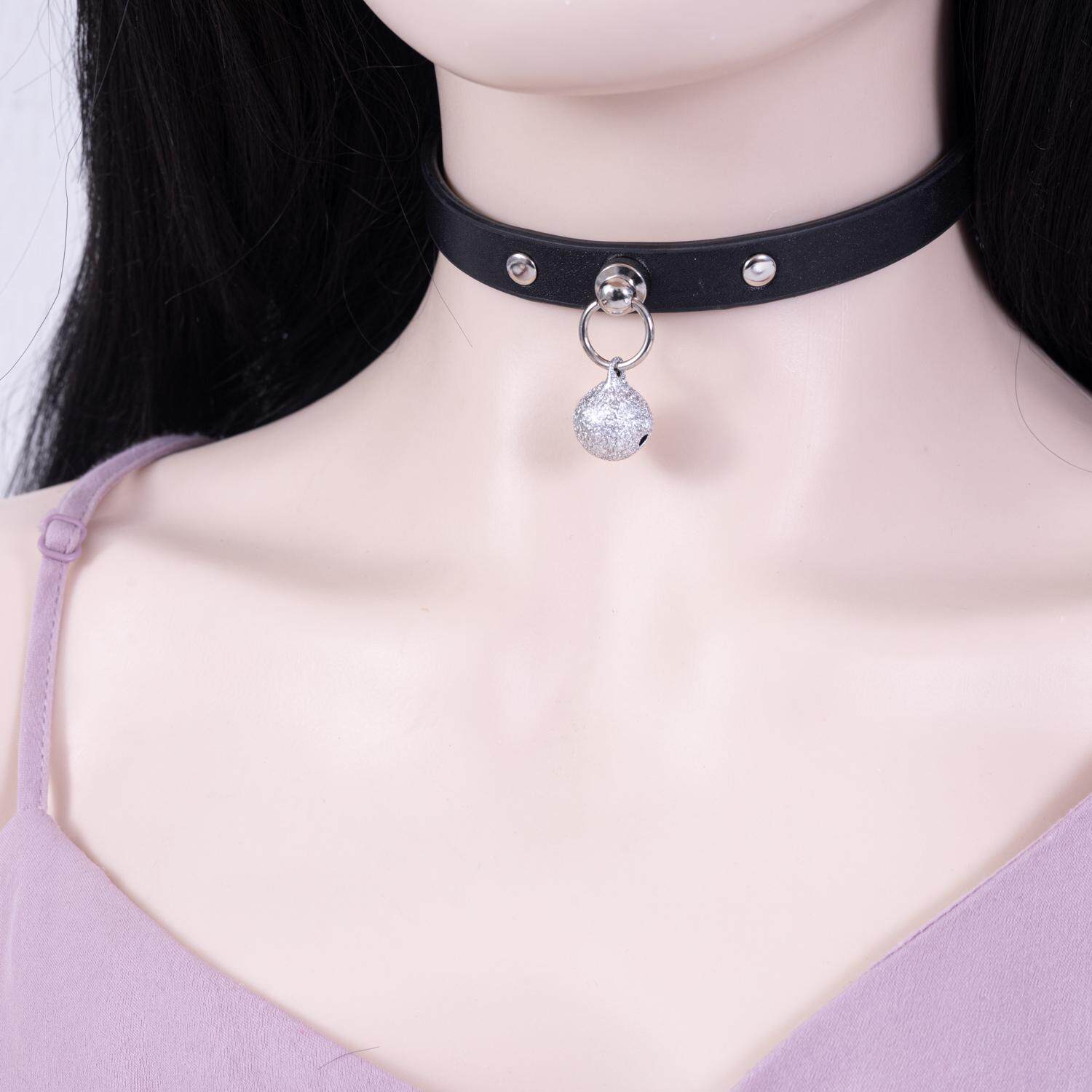 项圈定制刻字女mk9外出手工皮具铃铛眼睛带牵引绳真皮牛皮吊牌 26