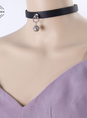 项圈铃铛真皮铃铛银色刻字道具