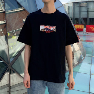 T恤宽松衣服印花衫男装火影忍者夏季潮流潮牌动漫男打底短袖半袖t