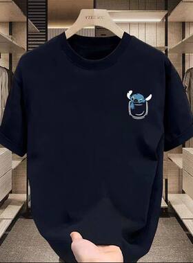 insT恤年夏季款史迪仔2026潮流情侣五分上衣图案口袋袖百搭小众潮