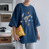 夏季 五分印花圆领短袖 T恤男士 风潮潮流半袖 韩版 宽松个性 ins港牌袖