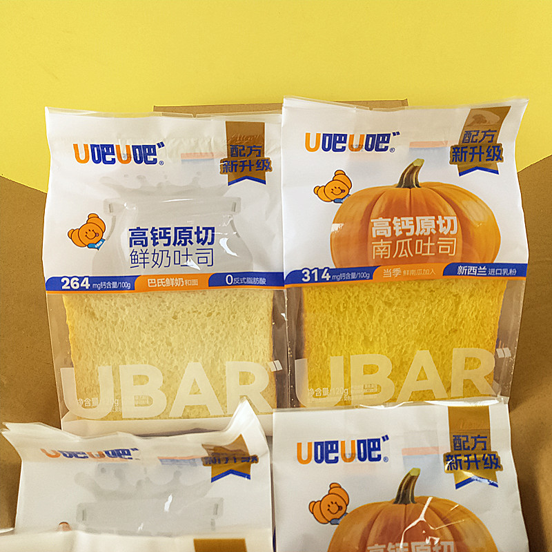 u吧u吧面包高钙原切吐司120g