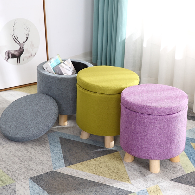 布艺沙发客厅网红多功能圆凳子