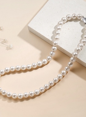 澳白珍珠项链气质高级感近正圆珍珠颈链女8-12mm送妈妈生日礼物