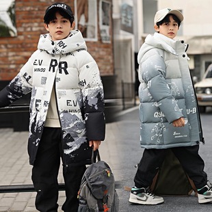 男童羽绒服中长款加厚新款儿童中大童韩版洋气冬季白鸭绒外套