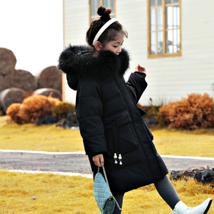 女童羽绒服中长款新款加厚儿童装中大童韩版洋气白鸭绒外套