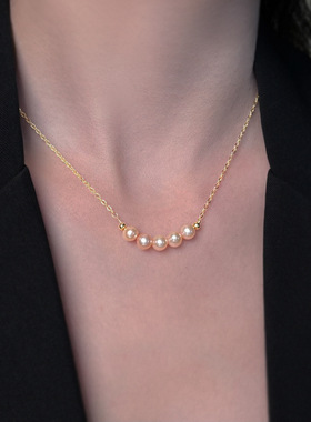 粉紫淡水珍珠项链女法式温柔